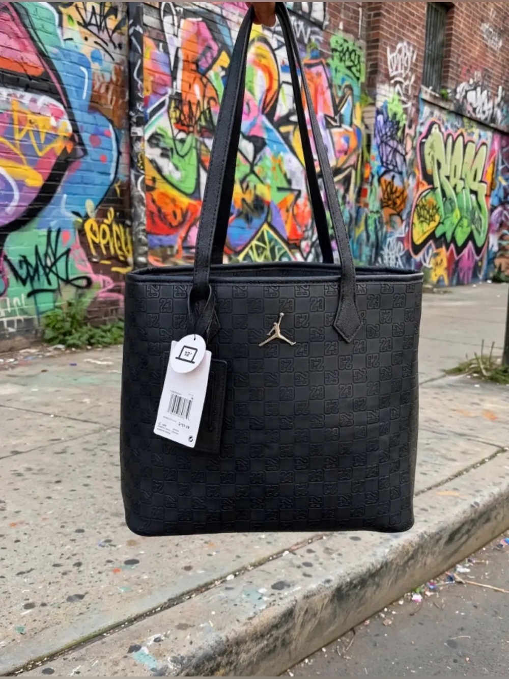 Jordan Monogram Tote Bag Medium - Black - Fits 13" Laptop - NWT - Picture 6 of 7